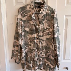 Dear John Camo Utility Jacket in Green, Light Pink and Beige